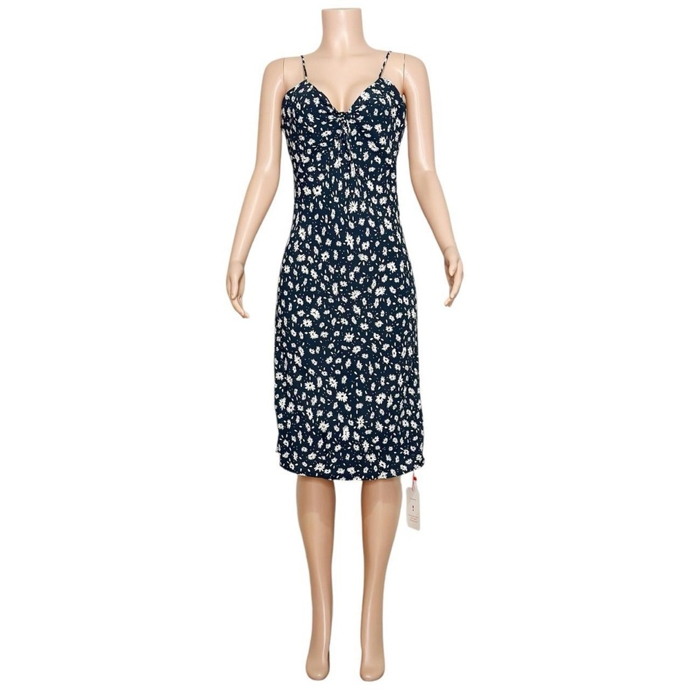 Rouje Navy Floral Slip Midi Dress with White Blooms - Picture 6 of 14